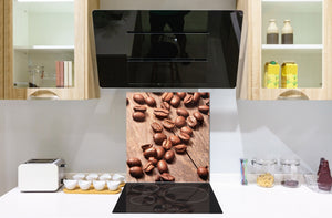 Arte murale stampata su vetro temperato – Paraschizzi in vetro da cucina BS05B Serie caffè B: Chicchi di caffè 3