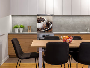 Panel de vidrio frente cocina antisalpicaduras de diseño – BS05B Serie café B: Granos De Café Canela 2
