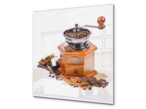 Panel de vidrio frente cocina antisalpicaduras de diseño – BS05B Serie café B: Molinillo de café 1