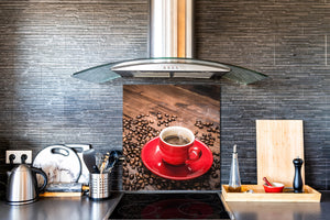 Panel de vidrio frente cocina antisalpicaduras de diseño – BS05B Serie café B: Copa Roja 2
