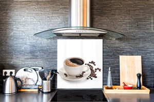Panel de vidrio frente cocina antisalpicaduras de diseño – BS05B Serie café B: Granos De Café Derramados 4