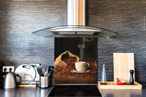 Arte murale stampata su vetro temperato – Paraschizzi in vetro da cucina BS05B Serie caffè B: Tazza di caffè 4