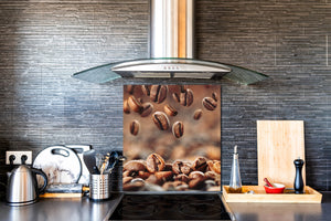 Arte murale stampata su vetro temperato – Paraschizzi in vetro da cucina BS05B Serie caffè B: Caffè che cade