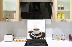 Arte murale stampata su vetro temperato – Paraschizzi in vetro da cucina BS05B Serie caffè B: Coppa con caffè 1