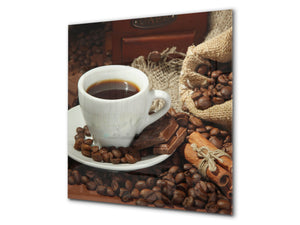 Aufgedrucktes Hartglas-Wandkunstwerk – Glasküchenrückwand BS05B Serie Kaffee B:  Cup With Coffee 2