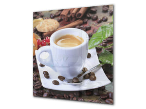 Arte murale stampata su vetro temperato – Paraschizzi in vetro da cucina BS05B Serie caffè B: Tazza di caffè 1