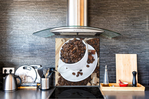 Arte murale stampata su vetro temperato – Paraschizzi in vetro da cucina BS05B Serie caffè B: Coppa con caffè 3