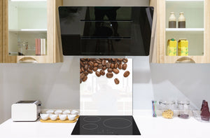 Panel de vidrio frente cocina antisalpicaduras de diseño – BS05B Serie café B: Granos De Café Derramados 7
