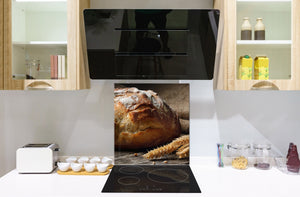 Gehärtete Glasrückwand – Glasrückwand mit aufgedrucktem kunstvollen Design BS22 Serie Backwaren:  Wheat Bread Bread 1
