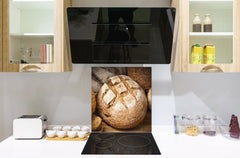Glass kitchen backsplash BS22 Bakery products Series: Wheat Bread Bread 2