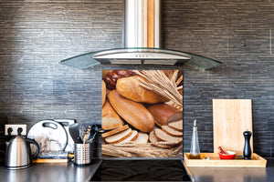 Gehärtete Glasrückwand – Glasrückwand mit aufgedrucktem kunstvollen Design BS22 Serie Backwaren:  Wheat Bread Bread 5