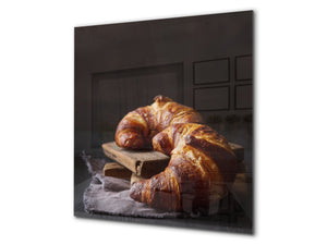 Gehärtete Glasrückwand – Glasrückwand mit aufgedrucktem kunstvollen Design BS22 Serie Backwaren:  Croissant Bread 1