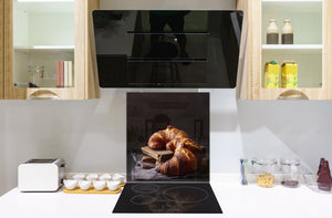 Gehärtete Glasrückwand – Glasrückwand mit aufgedrucktem kunstvollen Design BS22 Serie Backwaren:  Croissant Bread 1