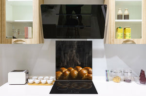 Arte murale stampata su vetro temperato – Paraschizzi in vetro da cucina BS22 Serie pane: Treccia di pane