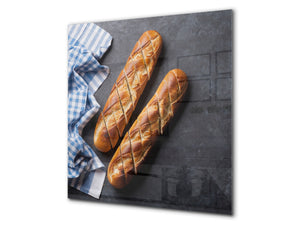 Glass kitchen backsplash BS22 Bakery products Series: Baguette Bread