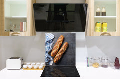 Glass kitchen backsplash BS22 Bakery products Series: Baguette Bread