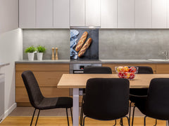 Glass kitchen backsplash BS22 Bakery products Series: Baguette Bread