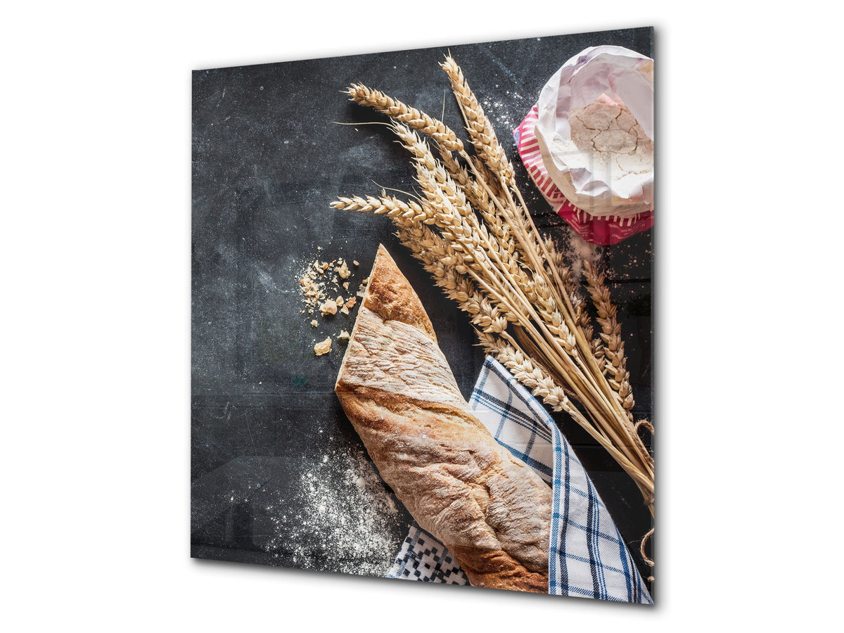 Glass kitchen backsplash BS22 Bakery products Series: Wheat Bread Bread 11