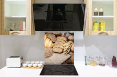 Glass kitchen backsplash BS22 Bakery products Series: Wheat Bread Bread 12