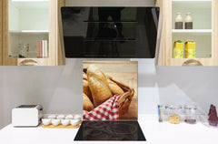 Glass kitchen backsplash BS22 Bakery products Series: Bread Bread Rolls 2