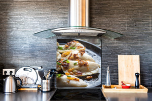 Magnifique antiprojections en verre imprimé – Panneau en verre de sécurité de cuisine BS23 Série nourriture traditionnelle européenne Dumplings 1
