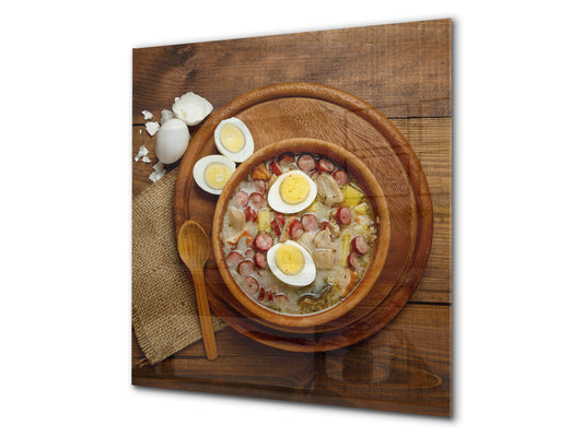 Printed tempered glass backsplash – BS23 European tradicional food Series: Sour Soup With Egg  1