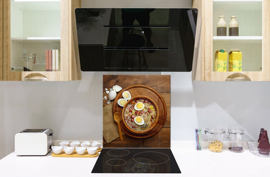 Printed tempered glass backsplash – BS23 European tradicional food Series: Sour Soup With Egg  1