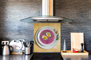 Aufgedrucktes Hartglas-Wandkunstwerk – Glasküchenrückwand BS23 Serie traditionelles europäisches Essen:  Barszcz With Egg 1