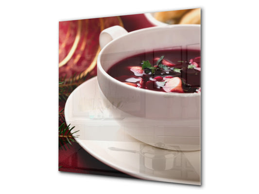 Printed tempered glass backsplash – BS23 European tradicional food Series: Barszcz With Egg 2