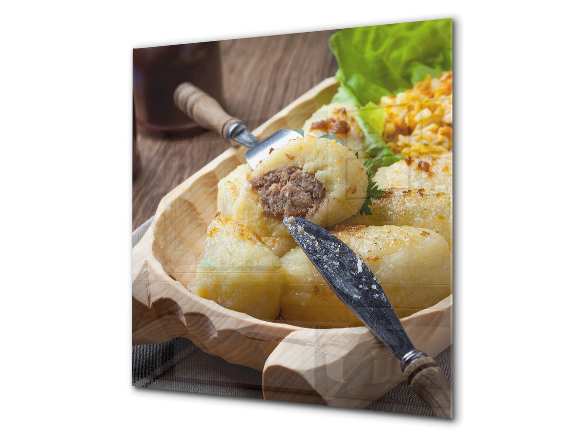 Printed tempered glass backsplash – BS23 European tradicional food Series: Dumplings With Meat