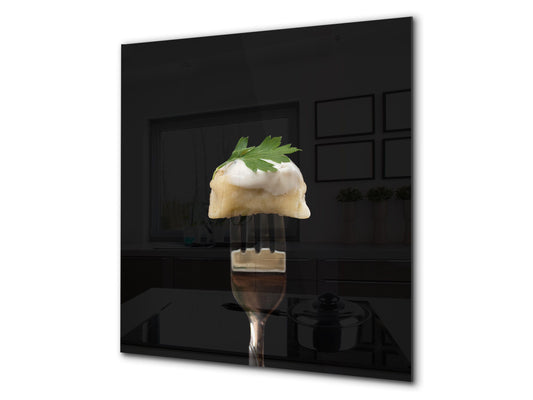 Printed tempered glass backsplash – BS23 European tradicional food Series: Ravioli On A Fork
