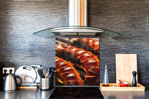 Printed tempered glass backsplash – BS23 European tradicional food Series: Sausage On The Grill