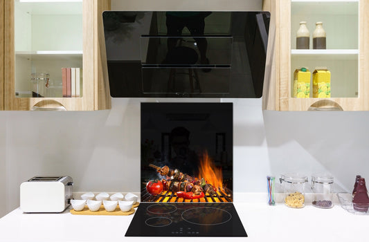 Printed tempered glass backsplash – BS23 European tradicional food Series: Shashlik Grill 1