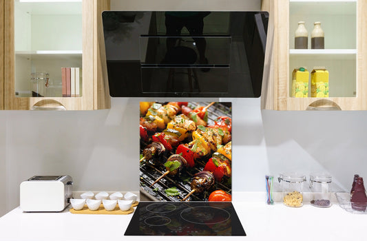 Printed tempered glass backsplash – BS23 European tradicional food Series: Shashlik Grill 3