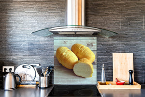 Paraschizzi in vetro temperato stampato – Paraspruzzi da cucina in vetro BS23 Serie cibo tradizionale europeo: Oscypek al formaggio 2