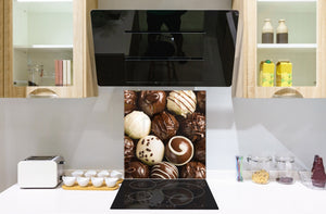 Glasrückwand mit atemberaubendem Aufdruck – Küchenwandpaneele aus gehärtetem Glas BS07 Serie Desserts:  Sweets Chocolates 1