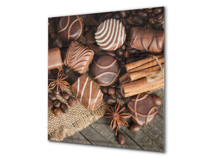Glasrückwand mit atemberaubendem Aufdruck – Küchenwandpaneele aus gehärtetem Glas BS07 Serie Desserts:  Sweets Chocolates 2