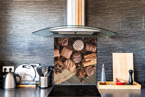 Paraschizzi fornelli vetro temperato – Pannello in vetro – Paraspruzzi lavandino BS07 Serie dessert: Dolci Cioccolatini 2
