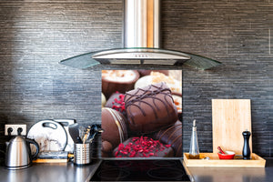 Paraschizzi fornelli vetro temperato – Pannello in vetro – Paraspruzzi lavandino BS07 Serie desser:  Dolci Cioccolatini 3