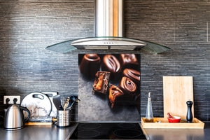 Paraschizzi fornelli vetro temperato – Pannello in vetro – Paraspruzzi lavandino BS07 Serie desser:  Dolci Cioccolatini 4