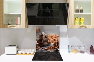 Paraschizzi fornelli vetro temperato – Pannello in vetro – Paraspruzzi lavandino BS07 Serie desser:  Dolci Cioccolatini 