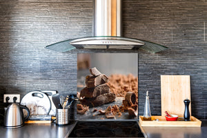 Pantalla anti-salpicaduras cocina – Frente de cocina de cristal templado – BS07 Serie desiertos: Dulces de chocolate