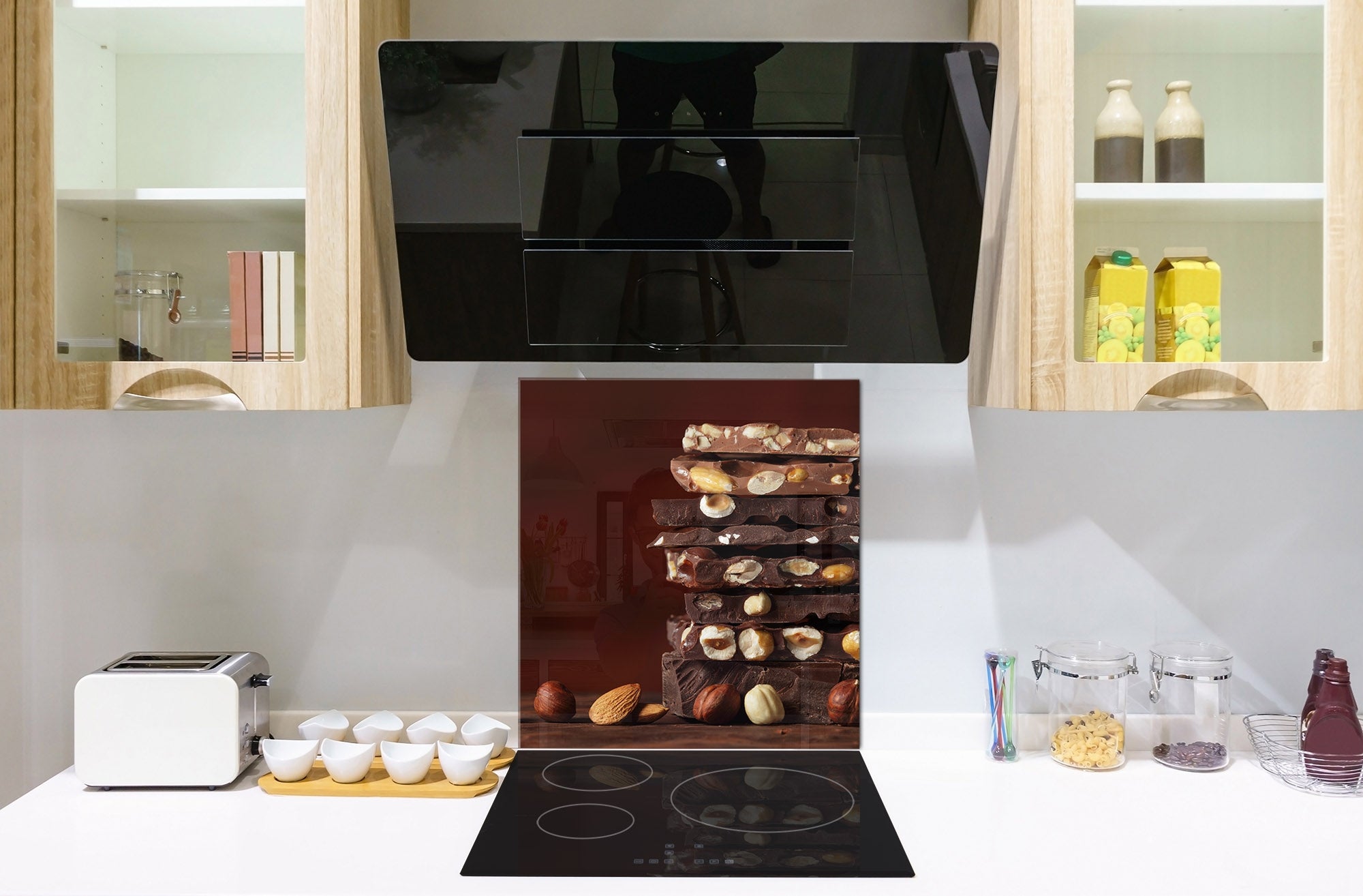 Tempered glass Cooker backsplash BS07 Desserts Series: Nut Chocolate