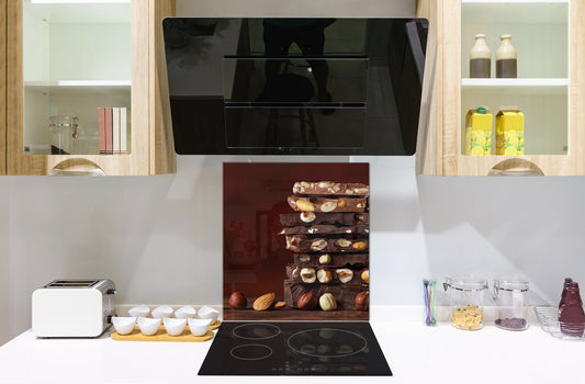 Tempered glass Cooker backsplash BS07 Desserts Series: Nut Chocolate