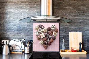 Pantalla anti-salpicaduras cocina – Frente de cocina de cristal templado – BS07 Serie desiertos: Dulces de chocolate 5