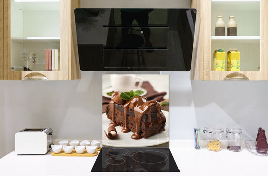 Tempered glass Cooker backsplash BS07 Desserts Series: Chocolate Cake
