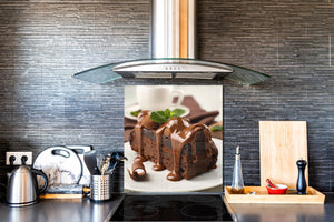 Panneau en verre de sécurité de cuisine BS07 Série desserts: Gâteau au chocolat