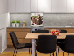 Panneau en verre de sécurité de cuisine BS07 Série desserts: Gâteau au chocolat