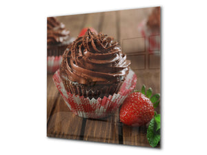 Pantalla anti-salpicaduras cocina – Frente de cocina de cristal templado – BS07 Serie desiertos: Muffin Cupcake 1