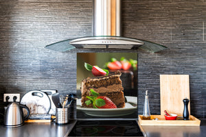Glasrückwand mit atemberaubendem Aufdruck – Küchenwandpaneele aus gehärtetem Glas BS07 Serie Desserts:  Strawberry Cake 1